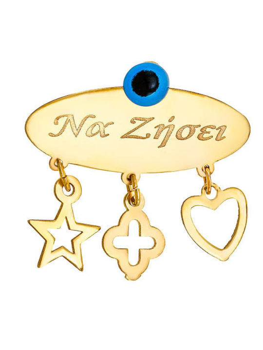 Child Safety Pin made of Gold with Cross for Girl