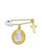 Goldjewels Child Safety Pin made of Gold and White Gold 14K with Cross and Icon of the Virgin Mary