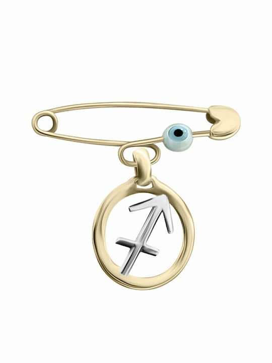 Chrilia Child Safety Pin made of Gold and White Gold 14K
