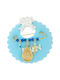 Tasoulis Jewellery Collection Child Safety Pin made of Gold Plated Silver with Cross and Constantinato for Boy