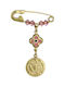 Child Safety Pin made of Gold 9K with Icon of the Virgin Mary for Girl