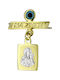 Child Safety Pin made of Gold and White Gold 9K with Icon of the Virgin Mary