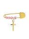 Vitopoulos Child Safety Pin made of Gold 14K with Cross for Girl