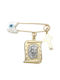 Goldjewels Child Safety Pin made of Gold and White Gold 9K with Cross