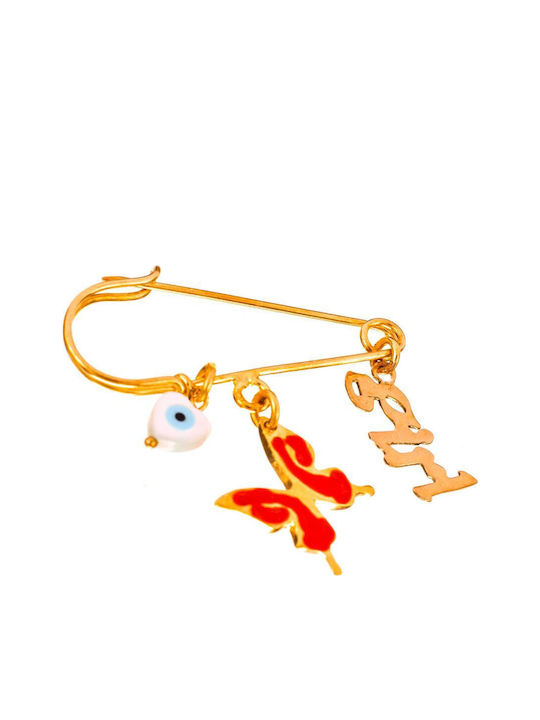 Gatsa Child Safety Pin made of Gold Plated Silver with Constantinato for Girl