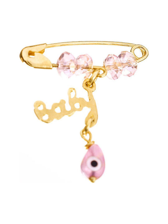 Gatsa Child Safety Pin made of Gold 14K with Constantinato for Girl
