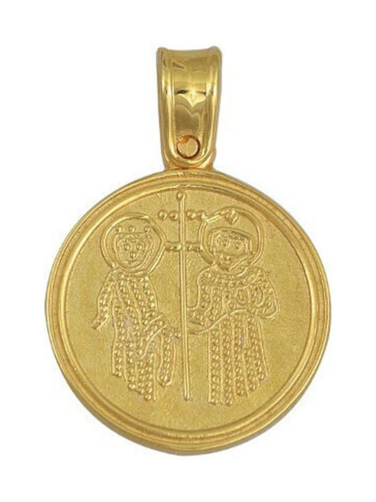 Pendant Kids Talisman Double Sided Constantine from Gold 14K Μ664Κ