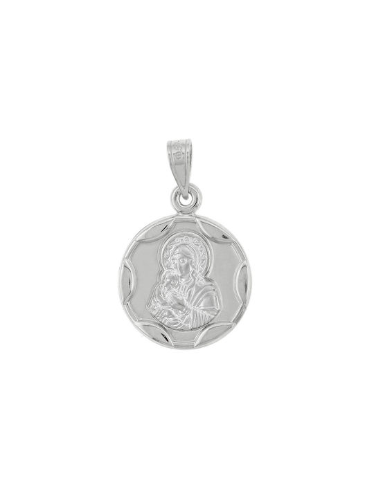 Ortaxidis Pendant Kids Talisman with Virgin Mary from White Gold 9K ORO2020