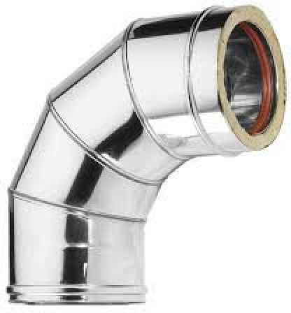 KymaSol Γωνία Σύνδεσης Καπνοδόχου Inox 150mm Ασημί