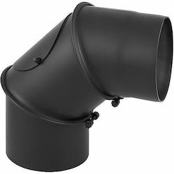 Darco Γωνία Σύνδεσης Καπνοδόχου Μεταλλική 130mm Μαύρη
