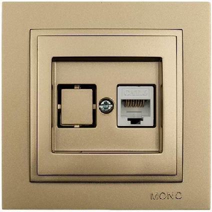 Mono Electric Μονή Πρίζα Δικτύου RJ45 με Πλαίσιο Τύπου Cat6 σε Χρυσό Χρώμα 505-002236125