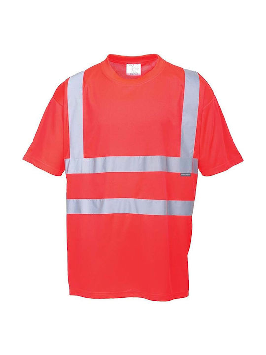 Portwest T-Shirt Εργασίας Κόκκινο με Ανακλαστικές Ταινίες