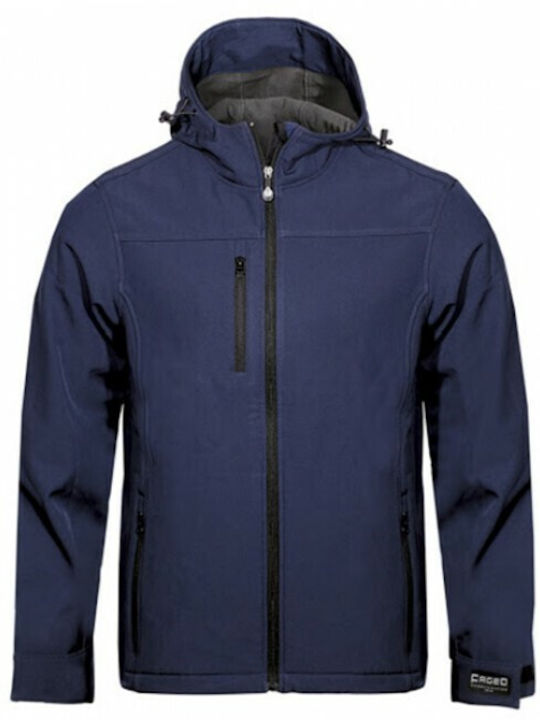 Fageo Work Jacket Softshell with Hood Navy Blue