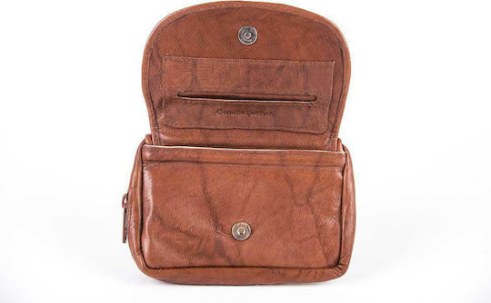 Leather Tobacco Pouch With Magnetic Clasp Brown