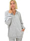 Lang Damen Sweatshirt Kapuzen Gray