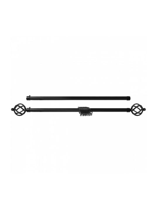 Tpster Extendable Metallic Curtain Pole Single Φ16mm 120-210cm Black