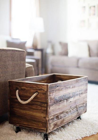 Decorative Basket Wooden with Handles Brown 50x30x30cm