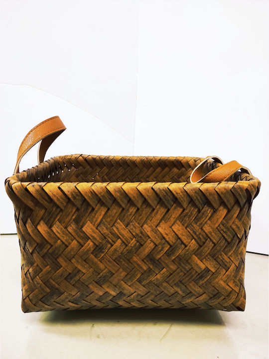 Dekorativer Korb Bamboo mit Griffen Braun 21x19x14cm