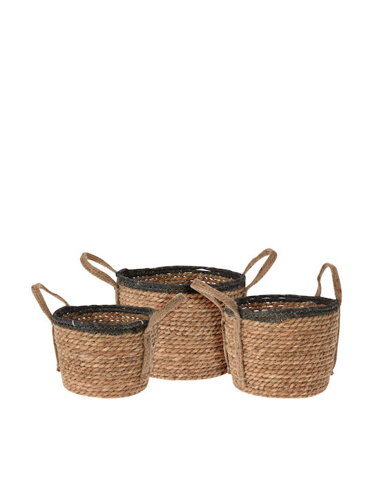 Atmosphera Set de coșuri decorative cu mânere Brown 3buc
