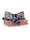 Wooden Bow Tie Set with Cufflinks and Pochette Blue