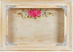 Tabletop Rectangle Wedding Crown Case Wooden Beige 27x40cm