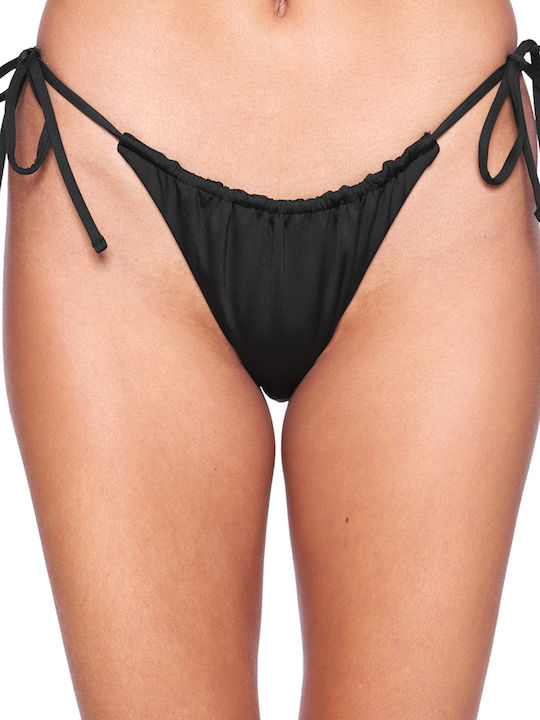 Bikini Slip mit Schnürchen Schwarz
