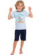 Roly Poly Kinder Schlafanzug Sommerlich Hellblau Skating Dino