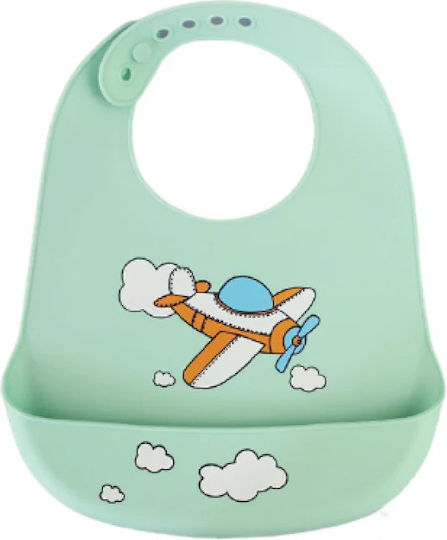 Fiko Αδιάβροχη Σαλιάρα Σιλικόνης με Κουμπί με Τσέπη Πράσινη