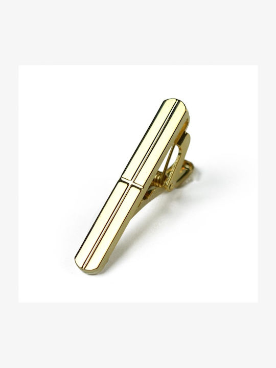 Metallic Tie Clip Gold Cross 4cm