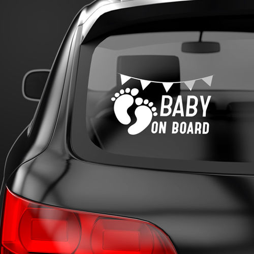 Semn Baby on Board cu Autocolant Alb
