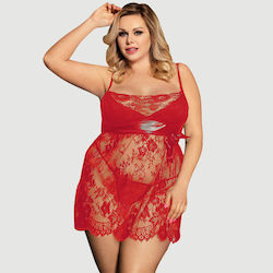 Plus Size Комплект Секси бебешка нощница Червен