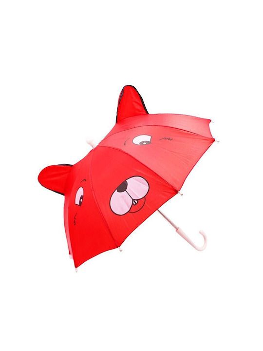 Kinder Regenschirm Gebogener Handgriff Rot mit Durchmesser 50cm.