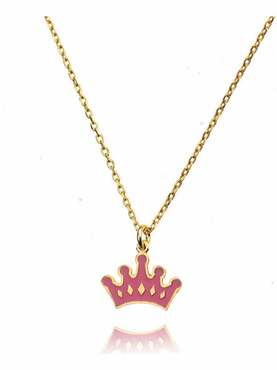 Paraxenies Gold Plated Silver Chain Kids Necklaces Crown KIDK002