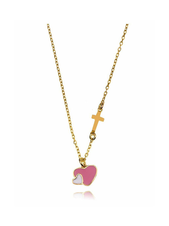 Gold Plated Silver Chain Kids Necklaces Heart KIDK040