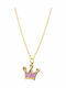 Paraxenies Gold Plated Silver Chain Kids Necklaces Crown STER1739