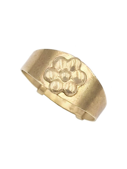 Gold Opening Kids Ring with Design Flowers 14K CH289