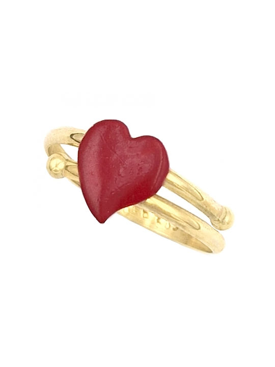 Gold Opening Kids Ring with Design Heart 14K Δ161