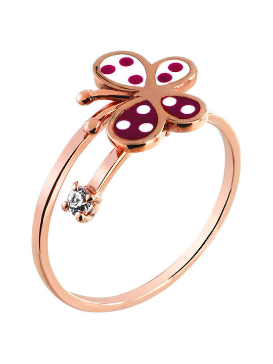 Gold Opening Kids Ring with Design Butterfly 9K P-27344