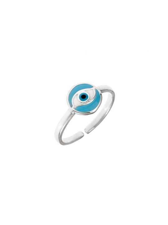 Silver Opening Kids Ring with Design Evil Eye P18237