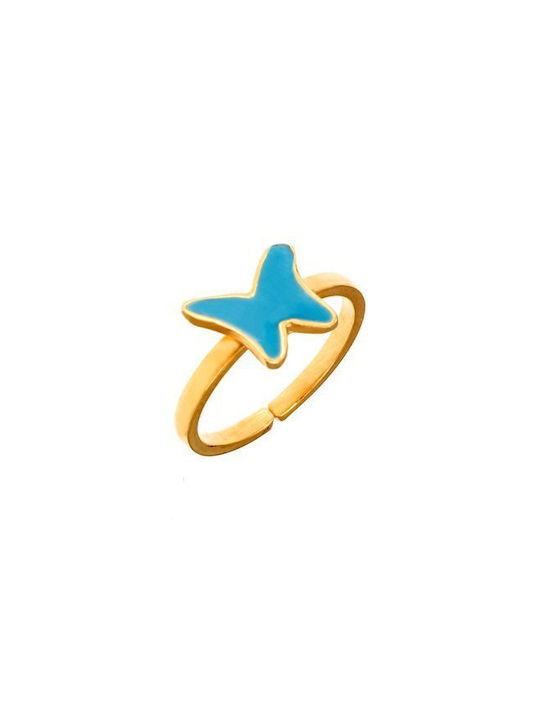 Gold Plated Silver Opening Kids Ring with Design Butterfly P18257