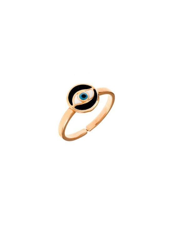 Gold Plated Silver Opening Kids Ring with Design Evil Eye P18247