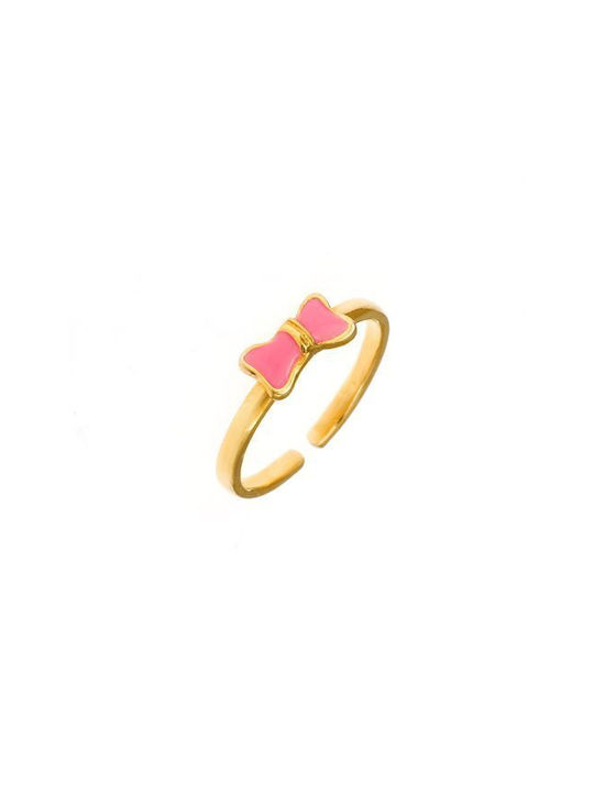 Gold Plated Silver Opening Kids Ring with Design Bow P18260
