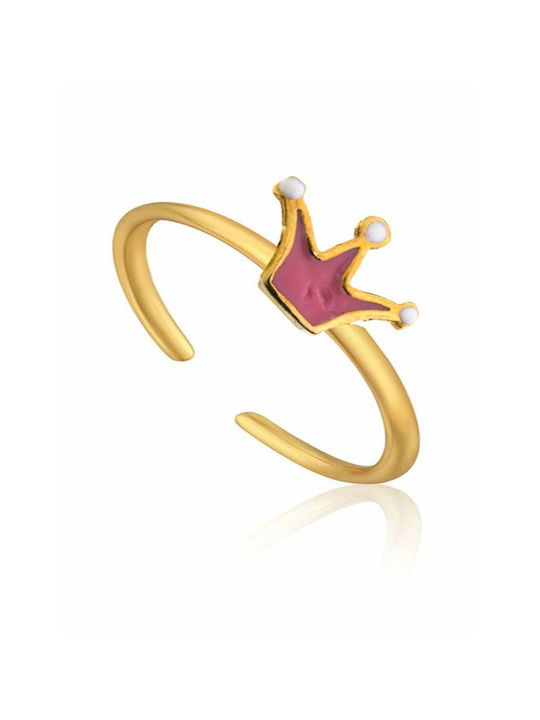 Gold Plated Silver Opening Kids Ring with Design Crown KIDS003