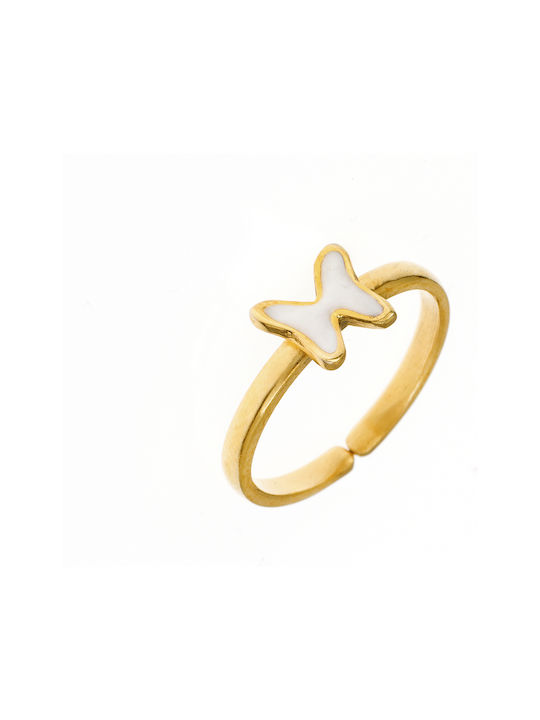 Vergoldet Kinder Ring mit Design Schmetterling Eröffnung aus Silber 18252