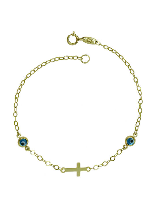 Kids Bracelet Chain from Gold 9K with Evil Eye