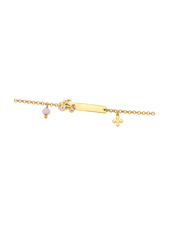 Kids Bracelet Chain from Gold-plated Silver with Σταυρό