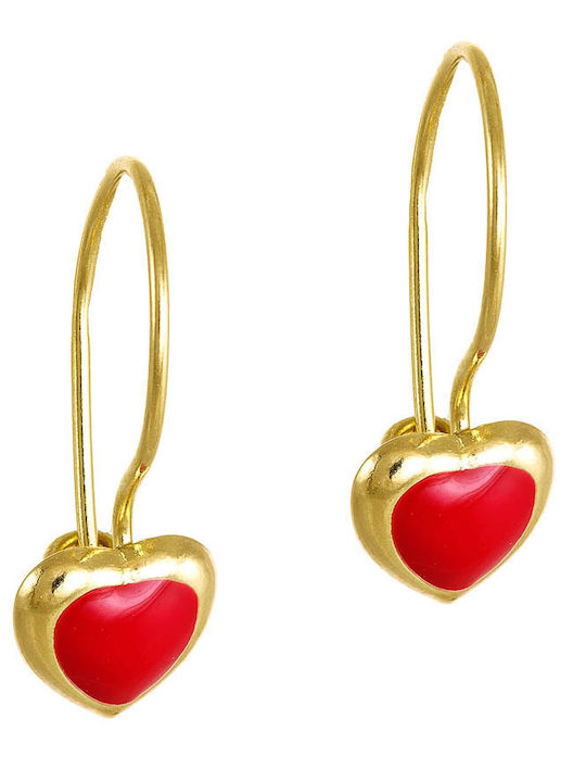 Gold Pendants Kids Earrings Hearts 14K