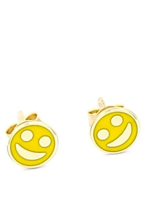 Kids Earrings Studs from Gold 9K Yellow-Black
