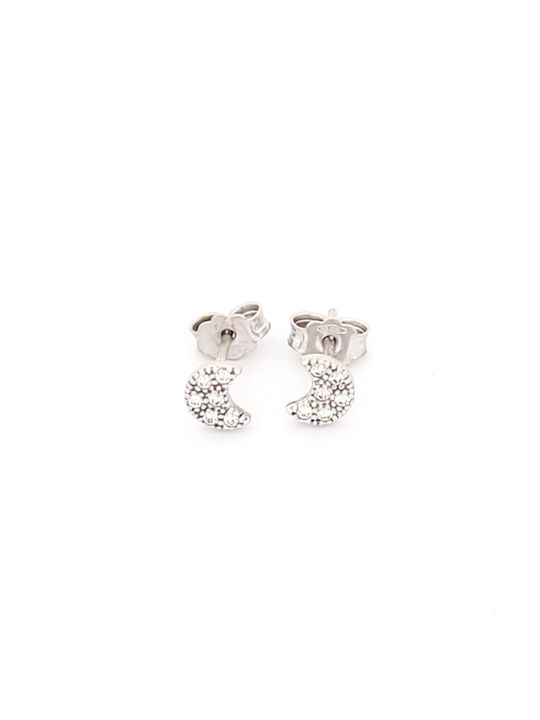 Kids Earrings Studs with Stones from White Gold 14K