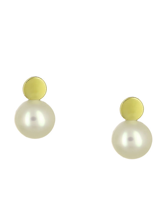 Cercei pentru copii Studs din Aur 9K Yellow Gold-White